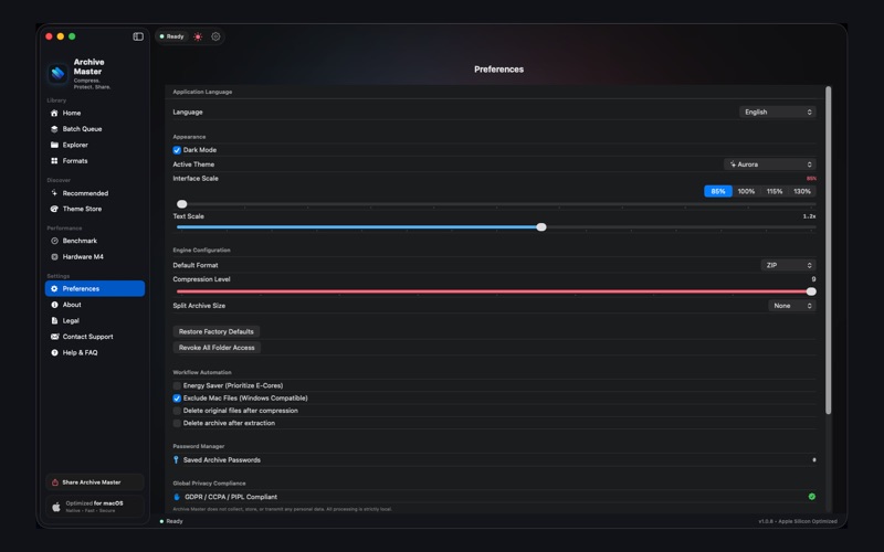 Archive Master Preferences & Power